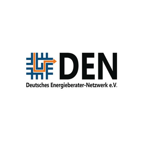 Logo des Deutschen Energieberater-Netzwerks mit stilisiertem Pfeil und Schriftzug.