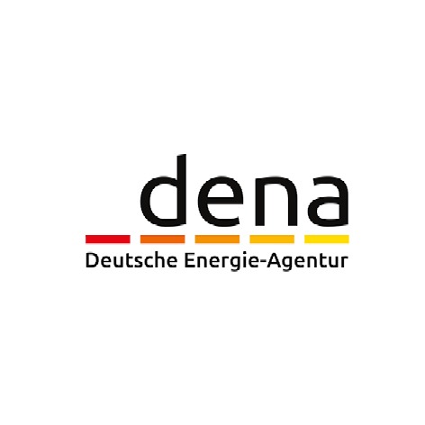 Logo der Deutschen Energie-Agentur mit stilisiertem Schriftzug und farbigen Linien.